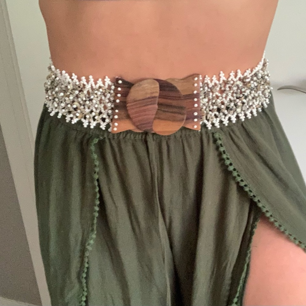 Handmade natural stone and wood belt